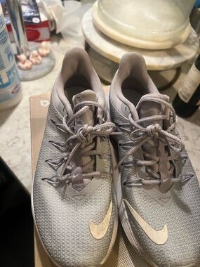 Nike Kids Gray and Cream Running Sneakers